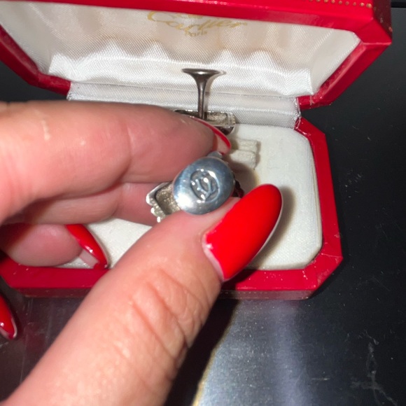 Auth Vintage Cartier 18k SS onyx cuff links - Picture 2 of 7